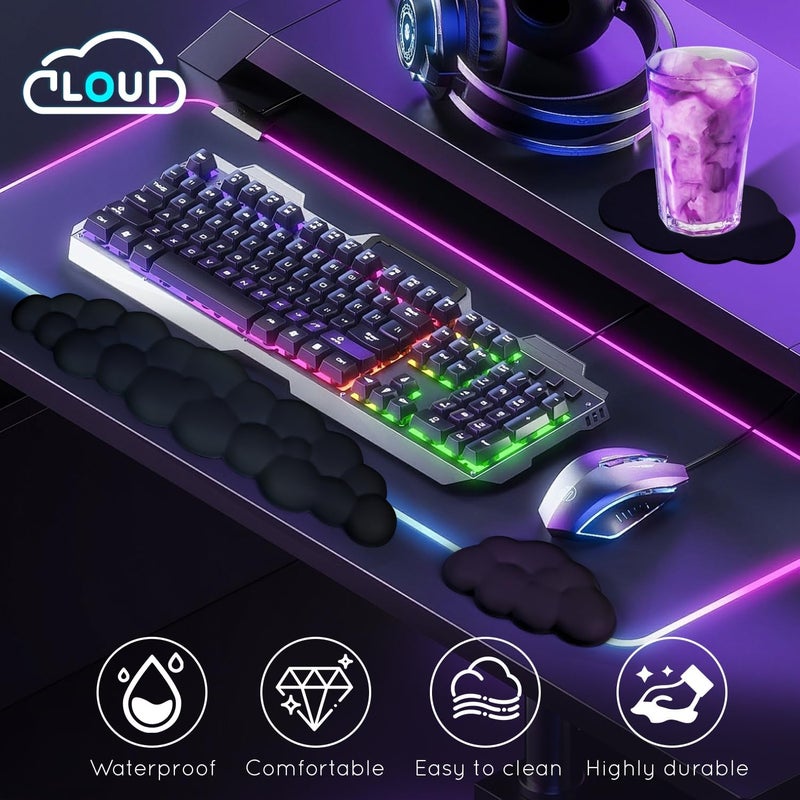 Labeol Cloud Wrist Rest for Computer Keyboard Arm Wrist Rest with Non-Slip Base Extended Wrist Rest Ergonomic Memory Foam for Keyboard and Mouse Typing Pain Relief, Office, Gaming, Computer - Image 3